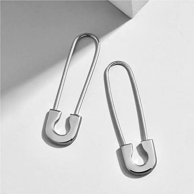Safety Pin Dangle Earrings Paper Clip Drop Earrings Minimalist Statement Jewelry Edgy Fashion Accessories Modern Geometric Earrings Lightweight Everyday Jewelry Contemporary Style Gift Trendy Drop Earrings Unique Fashion Jewelry Chic Accessories