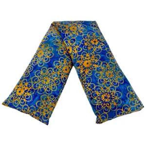Blue Mums Design Therapeutic Neck Wrap Handmade with 100% Cotton Batik Fabric Natural Millet Filling for Hot Cold Soothing Aches