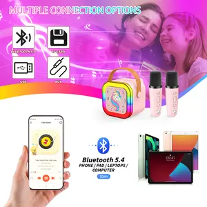 Karaoke Machine for Kids Adults, PortableBluetooth Mini Karaoke Microphone SingingSpeaker with 2 Mic and Light,Toys for AllSmartphones,Birthday, Familychristmas birthday gift toy