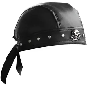Old Charm Leather Bandana Biker Doo Do Rag Headwrap Studded Skull Cap Capsmith Du Rag Black
