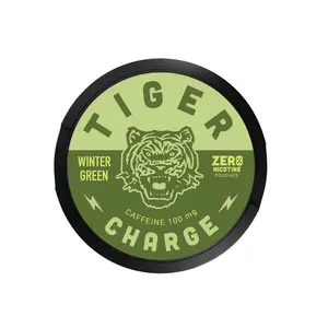 Tiger Zero Tiger Charge Wintergreen Caffeine Pouches 100mg | Zero Nicotine, Sugar-Free | 5 Pack
