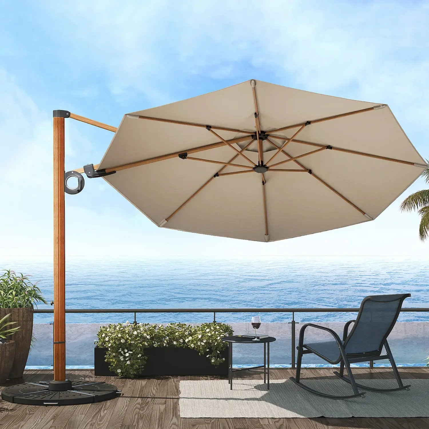 GRAND PATIO 10 FT Sturdy Offset Cantilever Sun Parasol Umbrella - UPF50+ Sun Protection, Adjustable Tilt, Water-Resistant Aluminum Frame, 360-Degree Rotation, Outdoor Patio Decor (Weighted Base NOT INCLUDED), Offset Patio Parasol