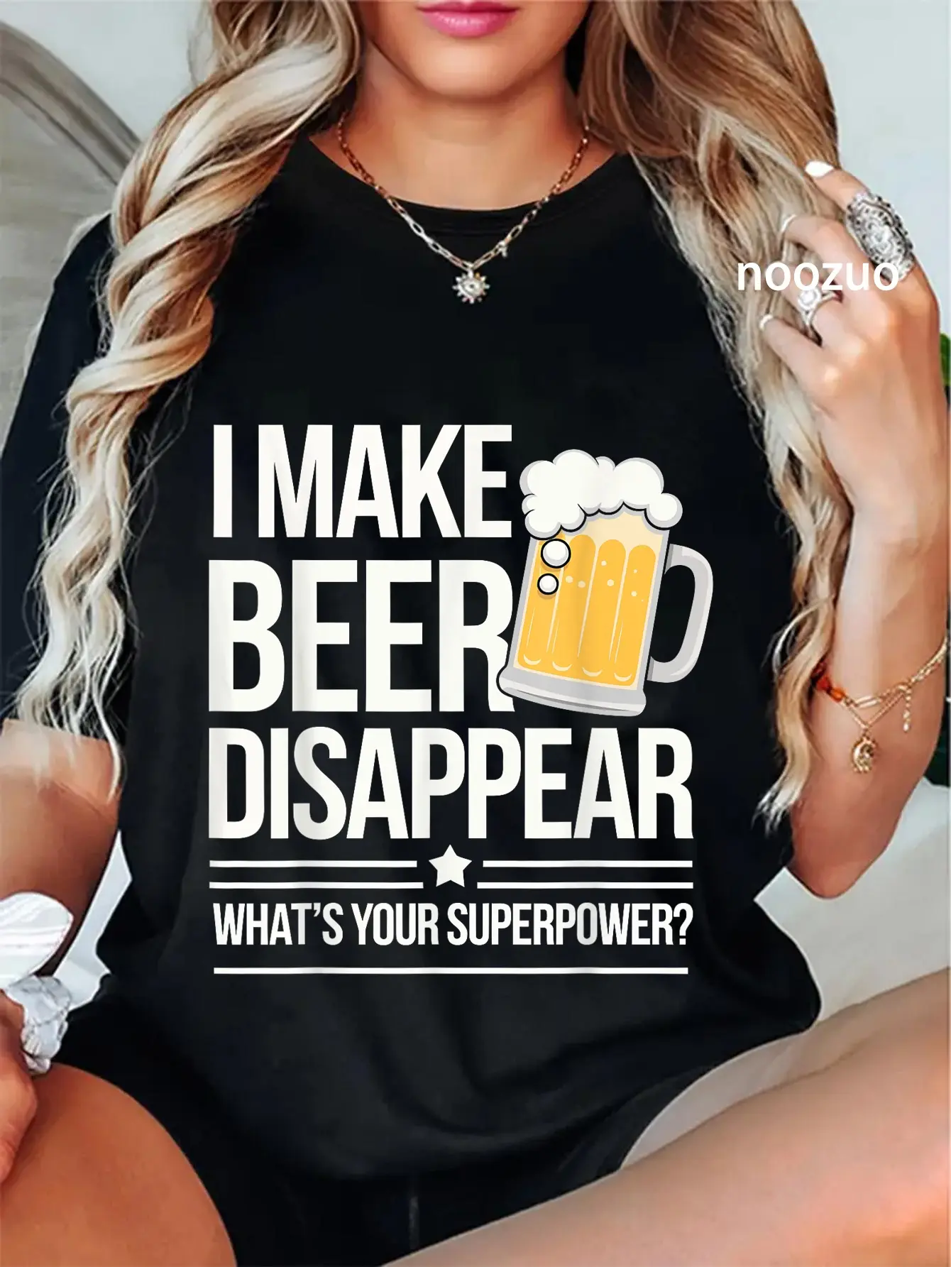 100% Cotton I Make Beer Disappear T-Shirt Casual Graphic Printed Tee