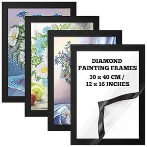 4-Pack PVC Magnetic Diamond Painting Frames 12x16in Self-Adhesive Photo Frame For Home Decor Gift