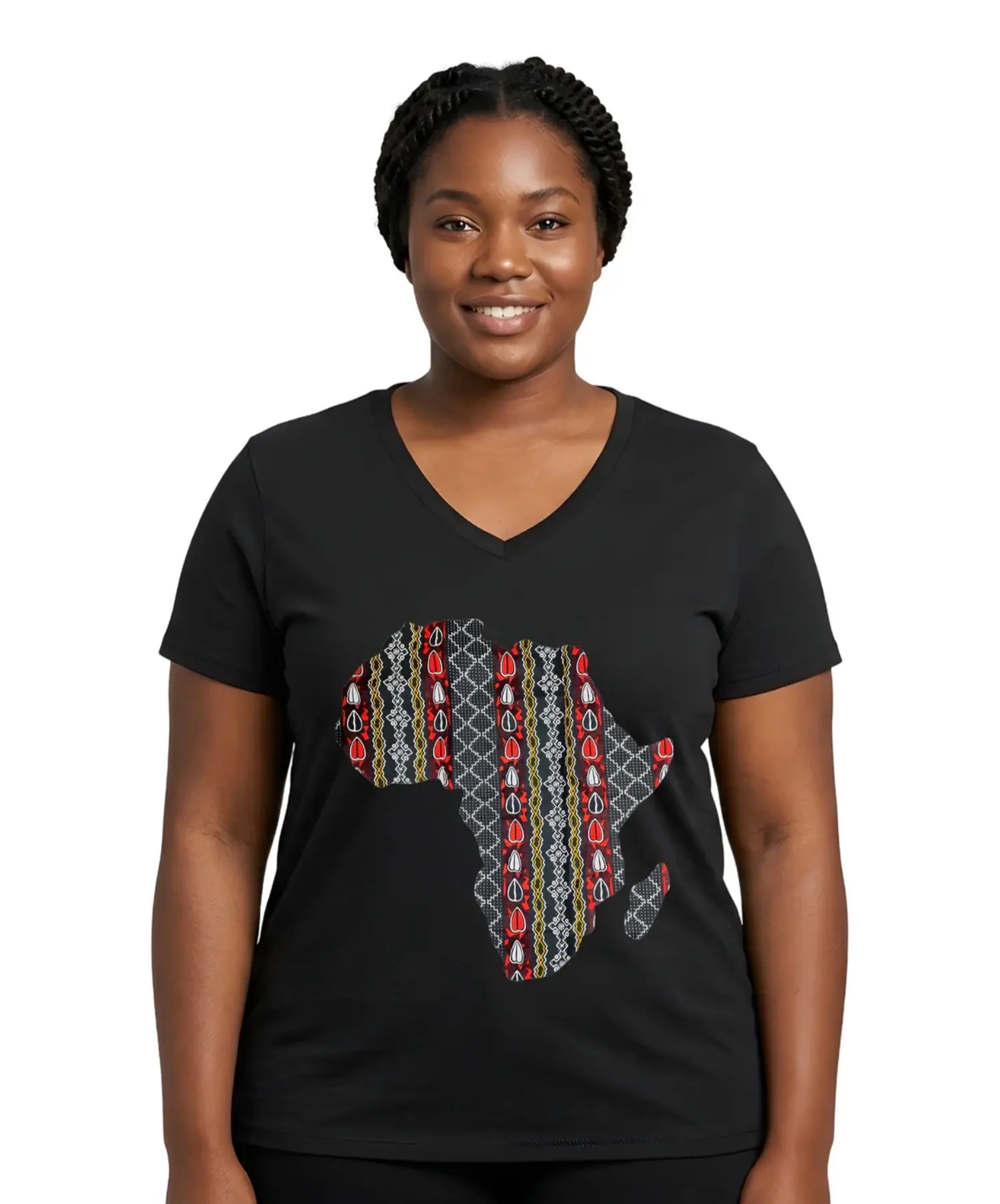 African Inspired Ankara Map Print T-Shirt