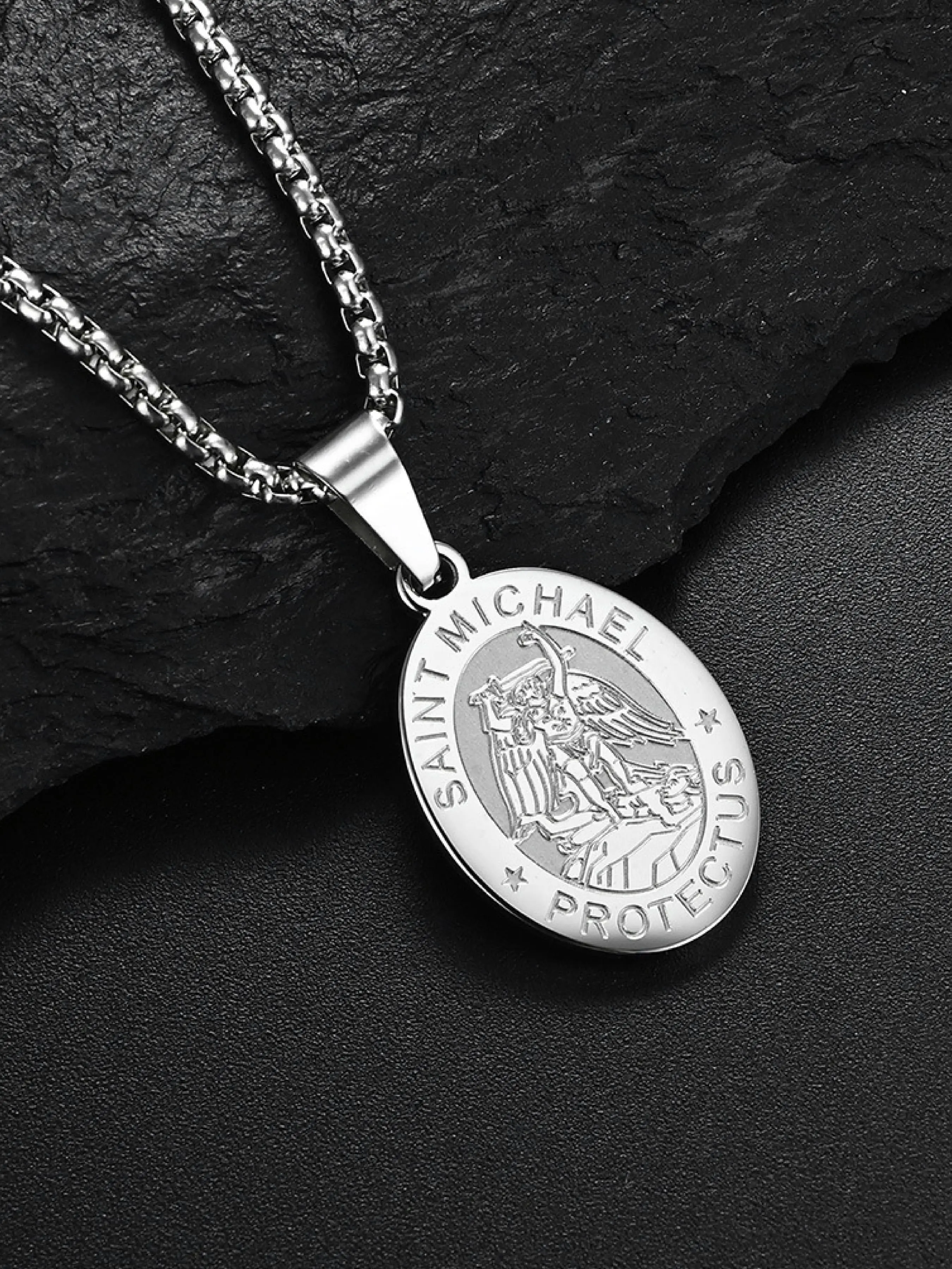 Men's Saint Medal Faith Pendant Necklace, 24 Inch Religious Gift with St Michael, Christopher, Jude, Benedict, Joseph & Anthony, Spiritual Jewelry