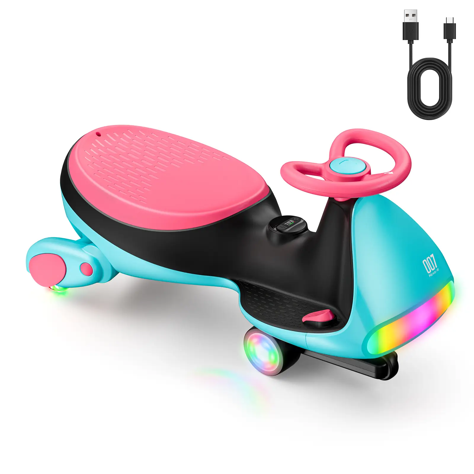 FanttikRide N7 Ultra Electric Wiggle Car with Pedal, 2 in 1 Swing Car, 2 Speed, 9 Color Mode, Digital Display, 12V