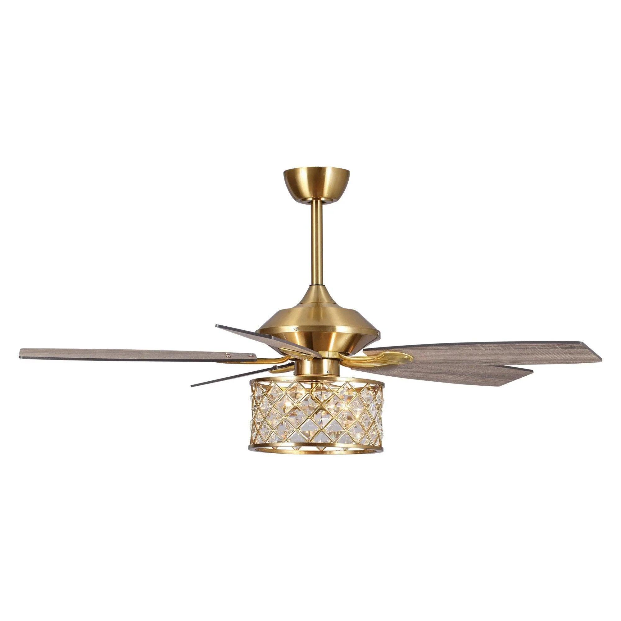 Luxurious 52-Inch Gold Ceiling Fan with Dimmable LED Light & Remote Control | Modern Elegant Home Decor