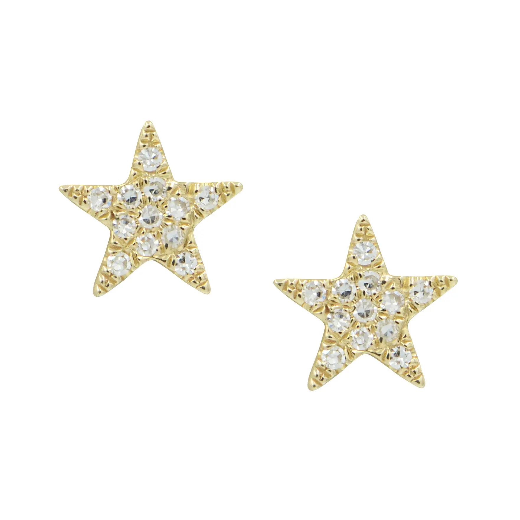 Star Diamond Stud Earrings in 14k Gold