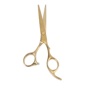 VOCOSTE Portable 5.5 Inch Length Straight Scissors for Long Short Thick Hard Soft Hair for Men Women Gold Tone