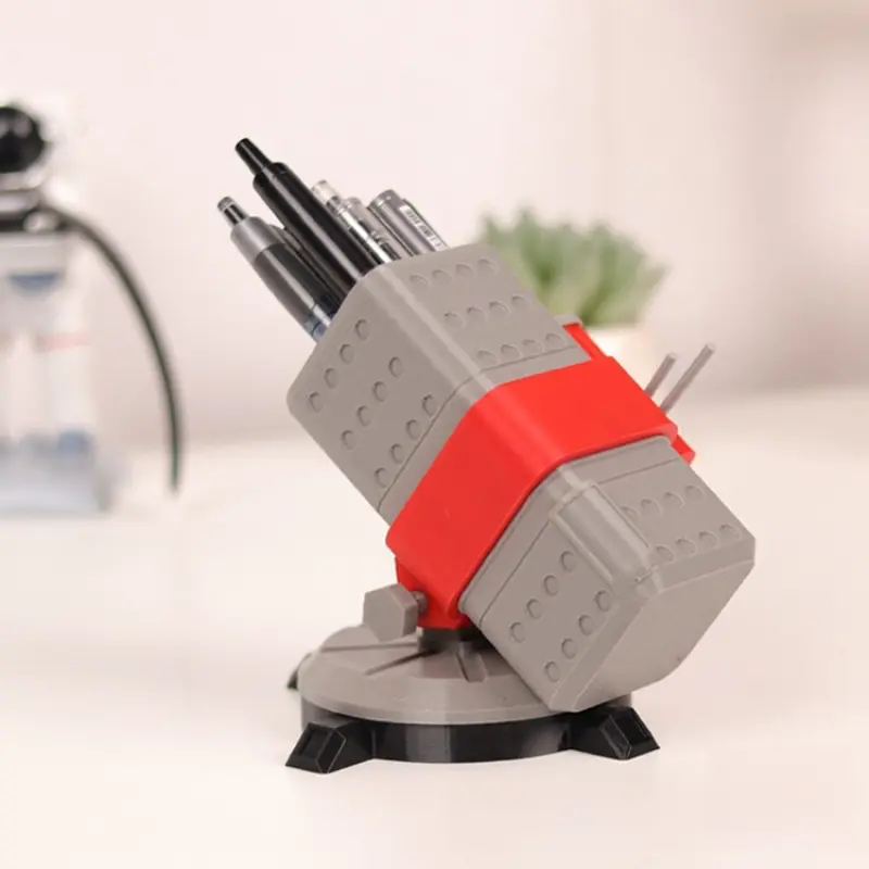 360° Rotating Mecha Theme Desktop Organizer - Compact Office Storage Box for Stationery, Home Desk Organization & Office Desk Use