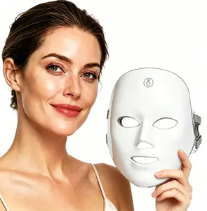 even-color LED red light facial & neck care mask, rechargeable, portable and ergonomic comfortable design, suitable for home and travel useme and travel, a great gift for women's daily skincare.