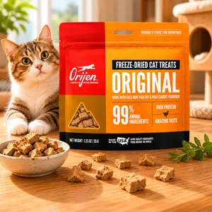 Freeze Dried Cat Treats Grain Free High Protein Raw Animal Ingredients Original 1.25oz Bag