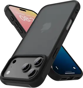Matte Case for Phone 17 Pro Max Case,Shockproof Protective Hard Back Slim Phone Case,Frosted Translucent Back Phone Cover, Anti-Fingerprint - Black