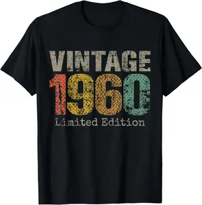 100% Cotton Vintage 1960 Limited Edition 65th Birthday Gifts 65 Year Old T-Shirt