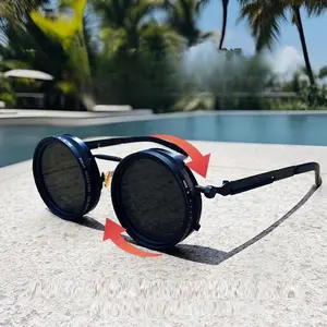 XUH Polarized Round Sunglasses ND9, Retro Punk UV400 Protection Shades, Anti-Glare Lightweight Eyewear for Men Women, Durable Glasses for Fishing Driving Daily Outdoor Activities
