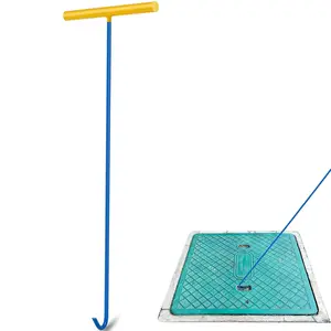 1 Pcs Heavy Duty Manhole Cover Hook 30 Inch Handy Hook Lifting Tool, End Made with 3/8" Steel, Septic Tank Locator Tool with Handle Attic Pull Down Hook for Moving Lifting and Pulling
