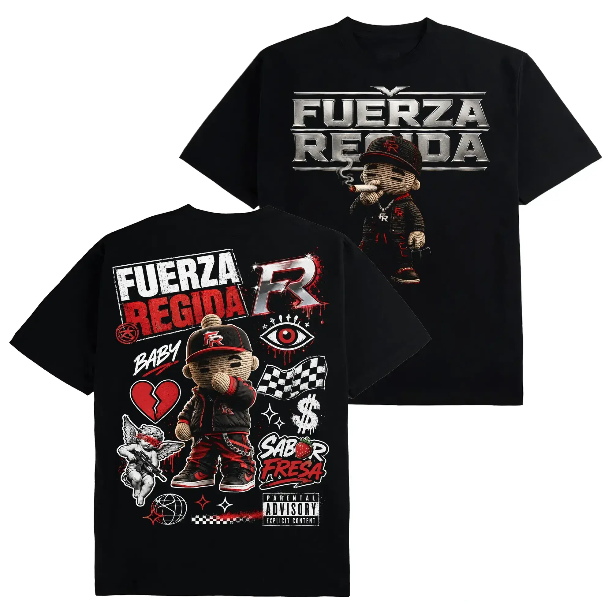 [Free Ship] Fuerza Regida All Top Song Album #202 Graphic T-Shirt, Tatino Streetwear Fashion, Regional Mexicano Shirt, Fuerza Regida Merch, Menswear Top Y2K Mexico