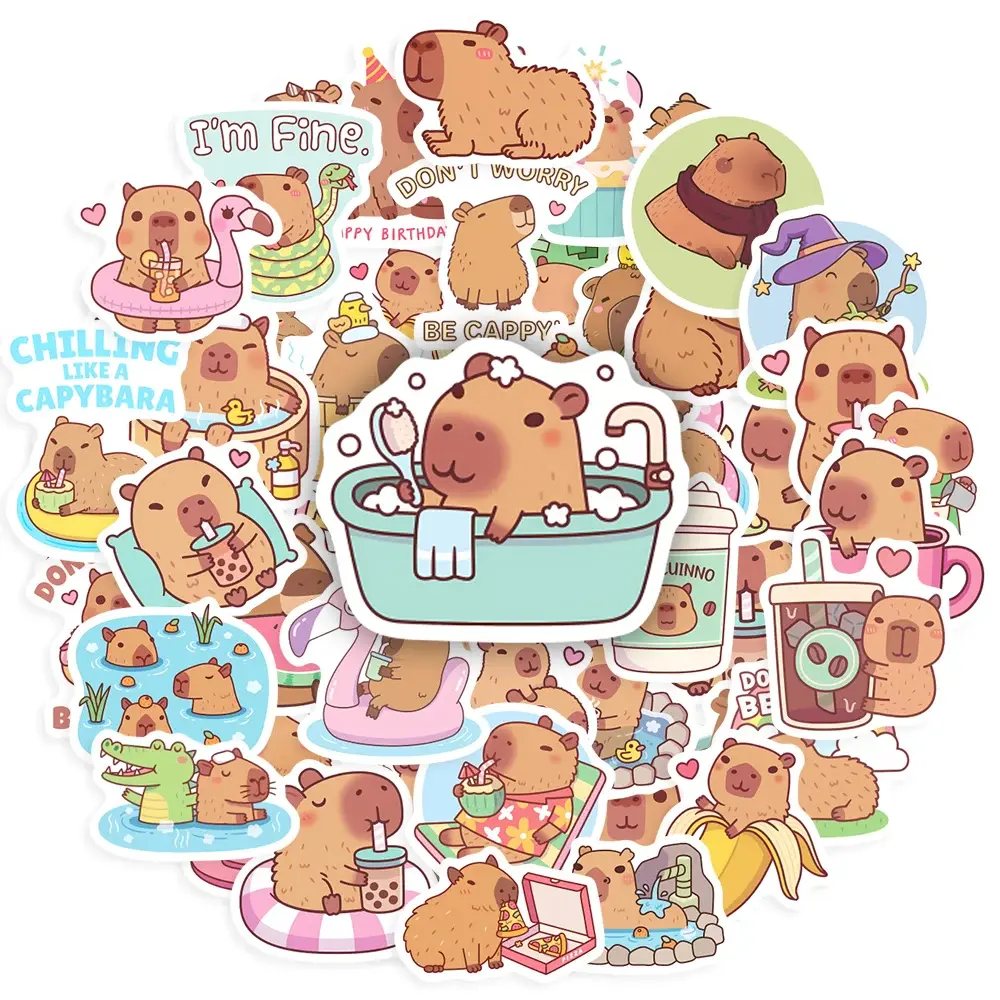Capybara Sticker Fun Pet Animal DIY Kids Toys Gift Waterproof Decal for Laptop Phone Scrapbook Bottle Decoration