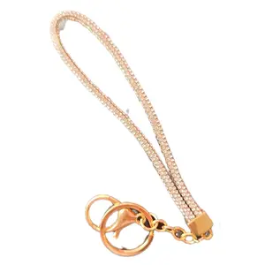 Glittery Wristlet Loop Keychain with Durable Chain and Secure Ring for Everyday Use Perfect for Backpacks Purses and Keychains