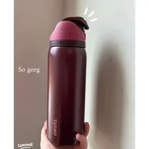Owala FreeSip Insulated Stainless Steel Water Bottle with Straw, BPA-Free Sports Water Bottle, Great for Travel, 24 Oz, Black Cherry