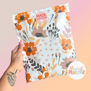 Magical Mailers Orange Falling Floral Poly Mailer