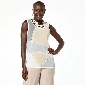 MarlaWynne WynneLayers Intarsia Mixed Stitch Sweater Tank