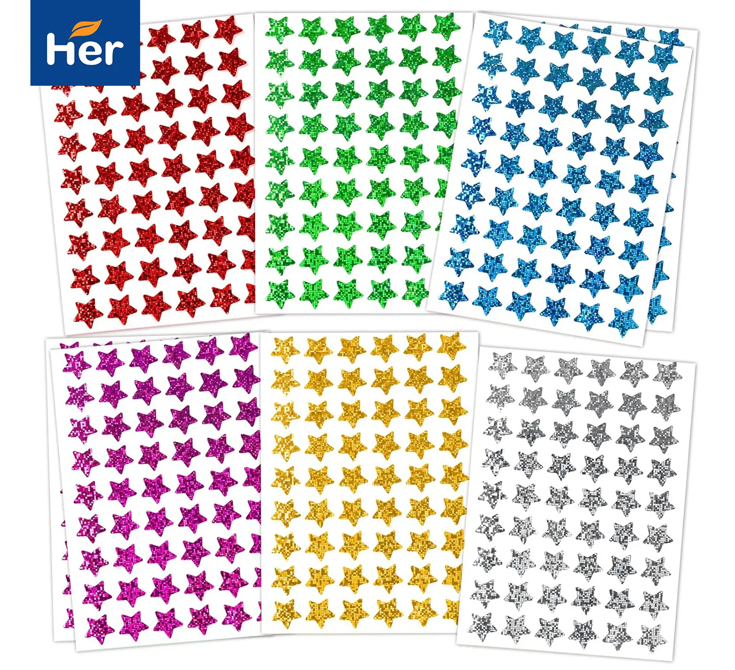 1620 Pack, 6 Colors, Holographic Small Star Stickers for Kids Reward, Behavior Chart, School Classroom Student Teacher Supplies, 0.6" Diameter