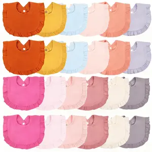 MUSBUY 24 Pack Organic Cotton Muslin Baby Bibs Soft Absorbent One-button Closure for Drooling & Teething Newborn Bibs Eco-friendly Practical Assorted Prints