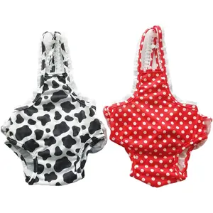 Reusable Washable Female Dog Diapers with Suspender - Adjustable Comfortable Suitable for Small Girl Puppies, Puppy Sanitary Underwear for Heat Cycle, Period Diaper for Care & Training, Washable Doggy Panties