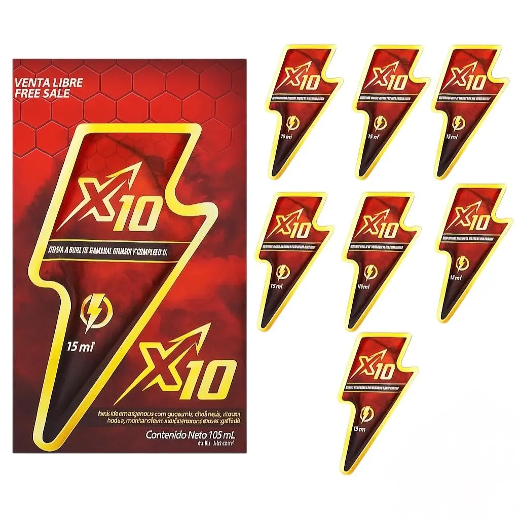 X10 Natural Energy Shot 7 Pack x 15 ml | Gurana Energy Drink | Functional Beverage with Borojo & Chontaduro