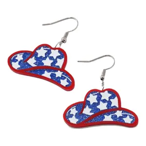 Riding To Freedom Western Earrings - Unique & Playful Red White Blue Star Design for Fashion Freedom