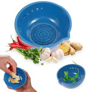 4.7in Herb Peeler and Garlic Grater, Resin Ingredients, 2-in-1 7-Hole Herb Peeler Bowl with  Garlic Grater Plate, Suitable for Kale, Beetroot, Chinese Kale, Thyme, Basil, Rosemary