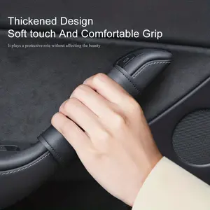 4pcs/set Door Inner Handle Protector Cover Leather For Tesla Model 3/Y Car Interior Accessories Auto Parts 2021 2020 Automotive Interior Accessories