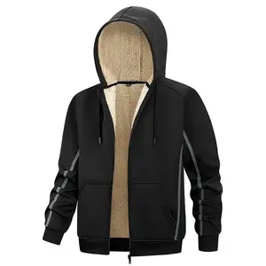 Men's Casual Sports Jacket Fall/Winter 2025 New Thick Fleece Lined Hooded Cardigan Shearling Coat
