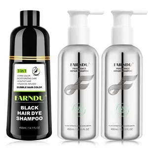 FARNDU Dye & Revive Combo, Cover Gray Hairs, 10 Mins Hair Coloring, Plant Extracts, Thickening, Promote Growth, Prevent Loss Cleansing, Sulfate Free