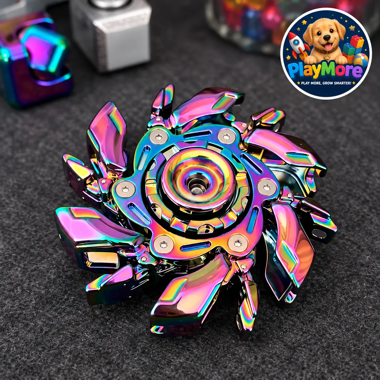 Transforming Rainbow Fidget Spinner – Metal Mechanical Stress Relief Toy for Adults & Teens