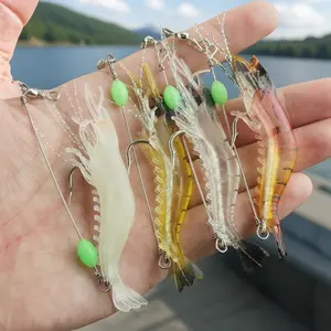 Glow-in-the-Dark Silicone Soft Lure for Night Fishing, Long Afterglow Fluororescent Jig with Treble Hook, Eco-Friendly Saltwater Freshwater Bait for Sea Bass, Trout, Bream.