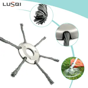 6/8/9inch Steel Wire Wheel Head Grass Trimmer Head Universal Weed Brush Fit Straight Shaft Brushcutter Removal Moss Rust