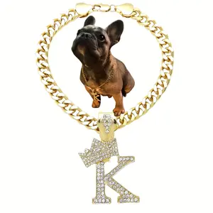 BA Unique Fashion Initial Letter "K" Cuban Chain Necklace for Dogs, Cats Pet Chain Fashion Necklace