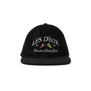 Les Deux Ivy League Corduroy Cap in Black