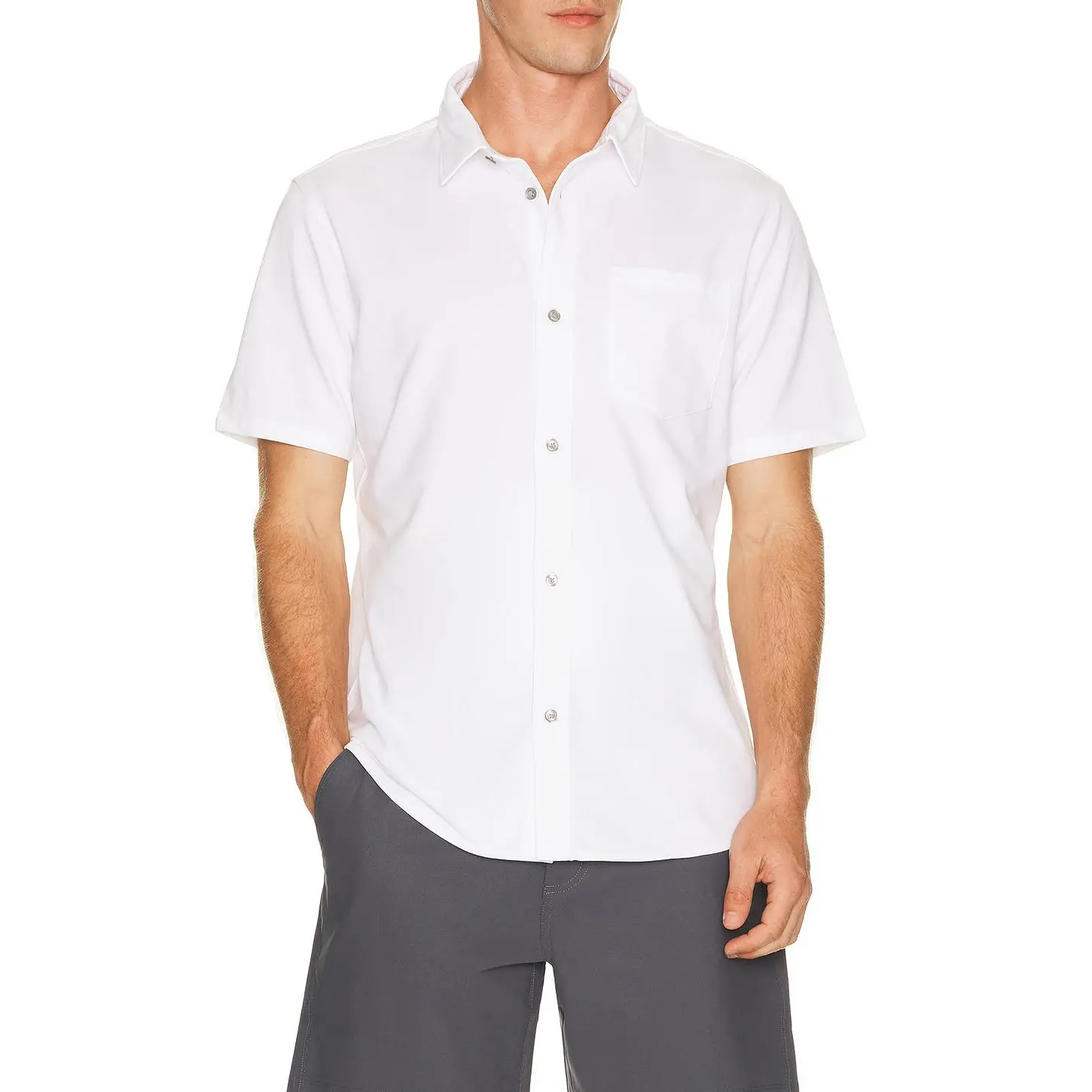 Vuori Knit Oxford Button Down Shirt in White