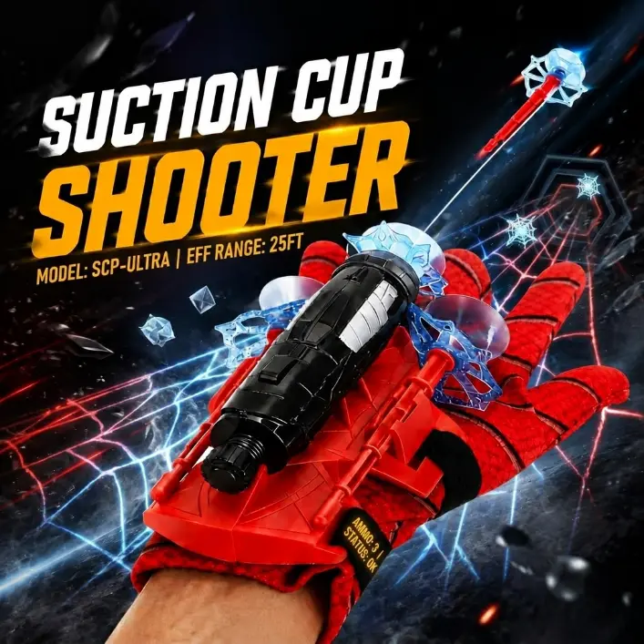 AOTAROW Superhero Spider Web Wrist Launcher String Shooter Blasters Toy Set - Polyester Wearable Glove, Suction Cup Darts, Bundle of String, Complete Hero Gear, Unisex 4+ Kids Outdoor Toy, Boys Girls Birthday Gifts, Kids Toys