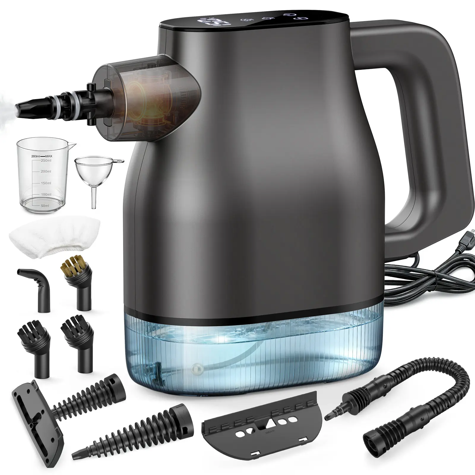 Phueut Touchscreen Handheld Steam Cleaner - 3S Fast Heat, 135-150°C Temperature, Continuous Refill, Portable Home & Kitchen Cleaning Device
