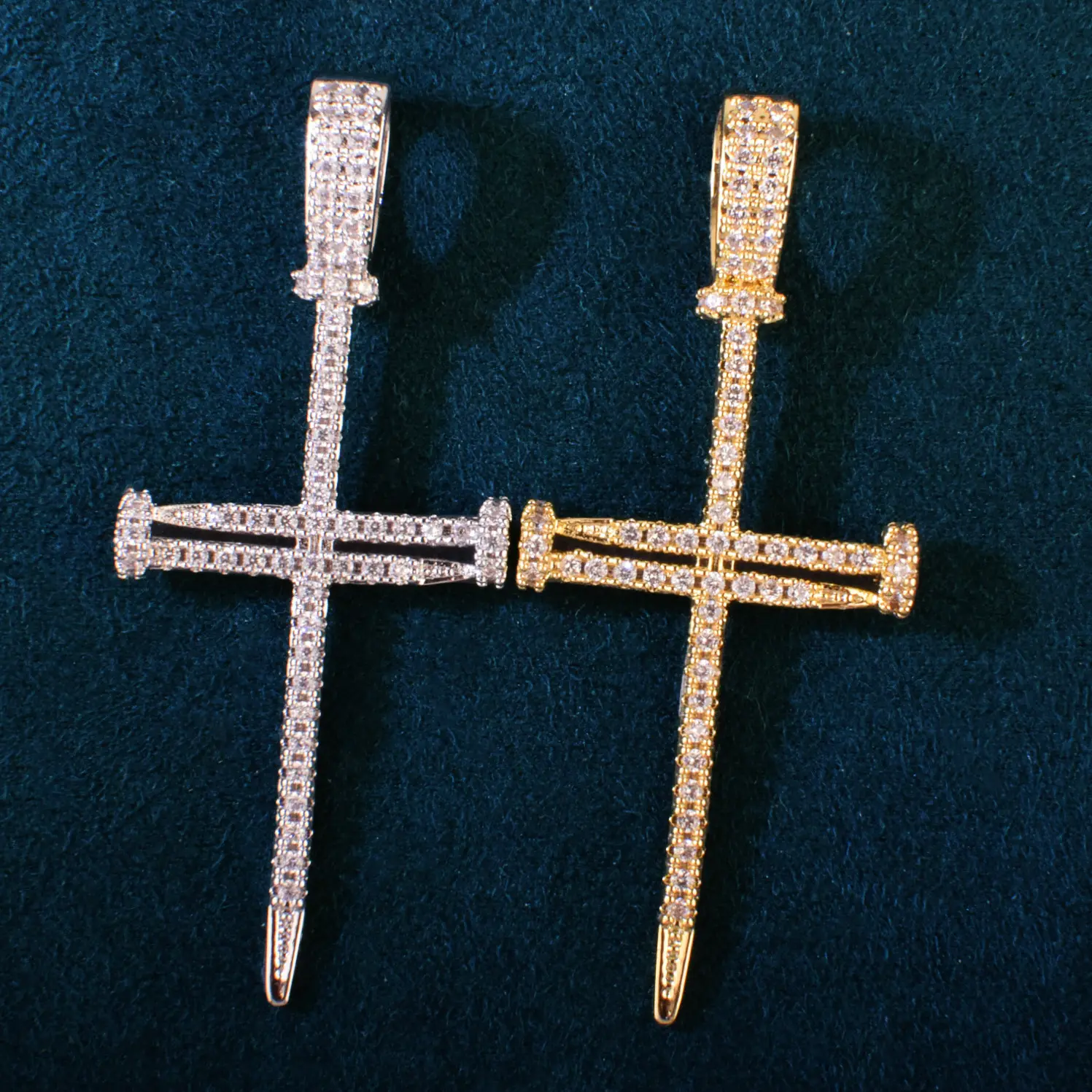 HIP-HOP style classic style, gold cross icing necklace pendant + 18inch chain