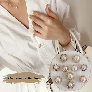 20 Adjustable Pearl Buckle Pins, Elegant Detachable Craft Buckles, Sewless Decorative Buttons for Clothing and DIY Projects