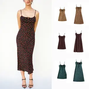 Molitree Womens Floral Dress Low-Cut Square Neck Spaghetti Strap Tie Bodycorn 90s Y2k Sun Dresses Womenswear Sleeveless Casual Summer Short-Yellow