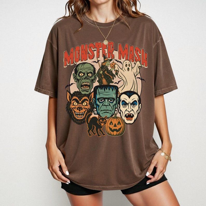 Comfort Colors Monster Mash Shirt, Retro Halloween Graphic Tee, Spooky Season Shirt, Vintage Halloween Tee, Cute Fall Shirt