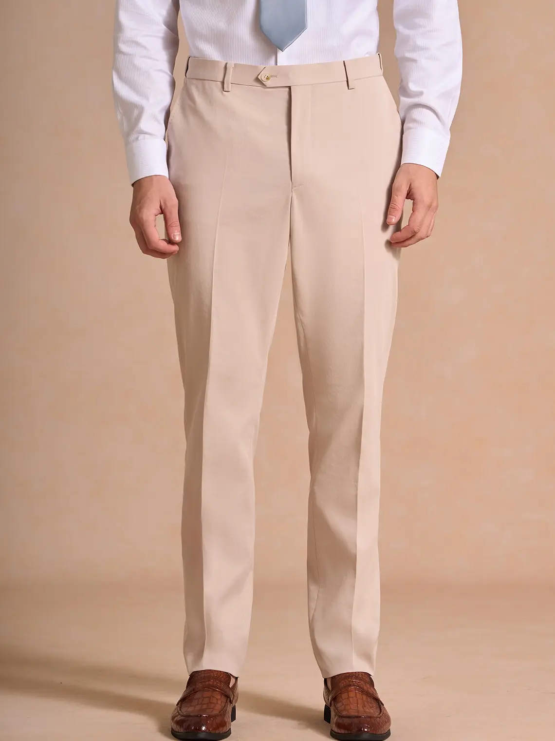 Azazie Carter Menswear Formal Wear Pants - Classic Fit, Tailored, Wrinkle-Resistant Cotton-Linen Blend Fabric with Belt for Weddings, Groomsmen