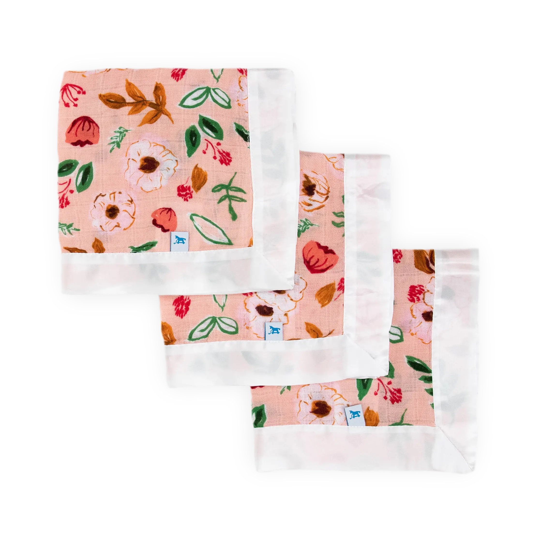 3-Pack Cotton Muslin Security Blankets - Vintage Floral, Soft Cozy, Soft Lightweight, Soft Cozy Blanket, Soft Lightweight Blanket